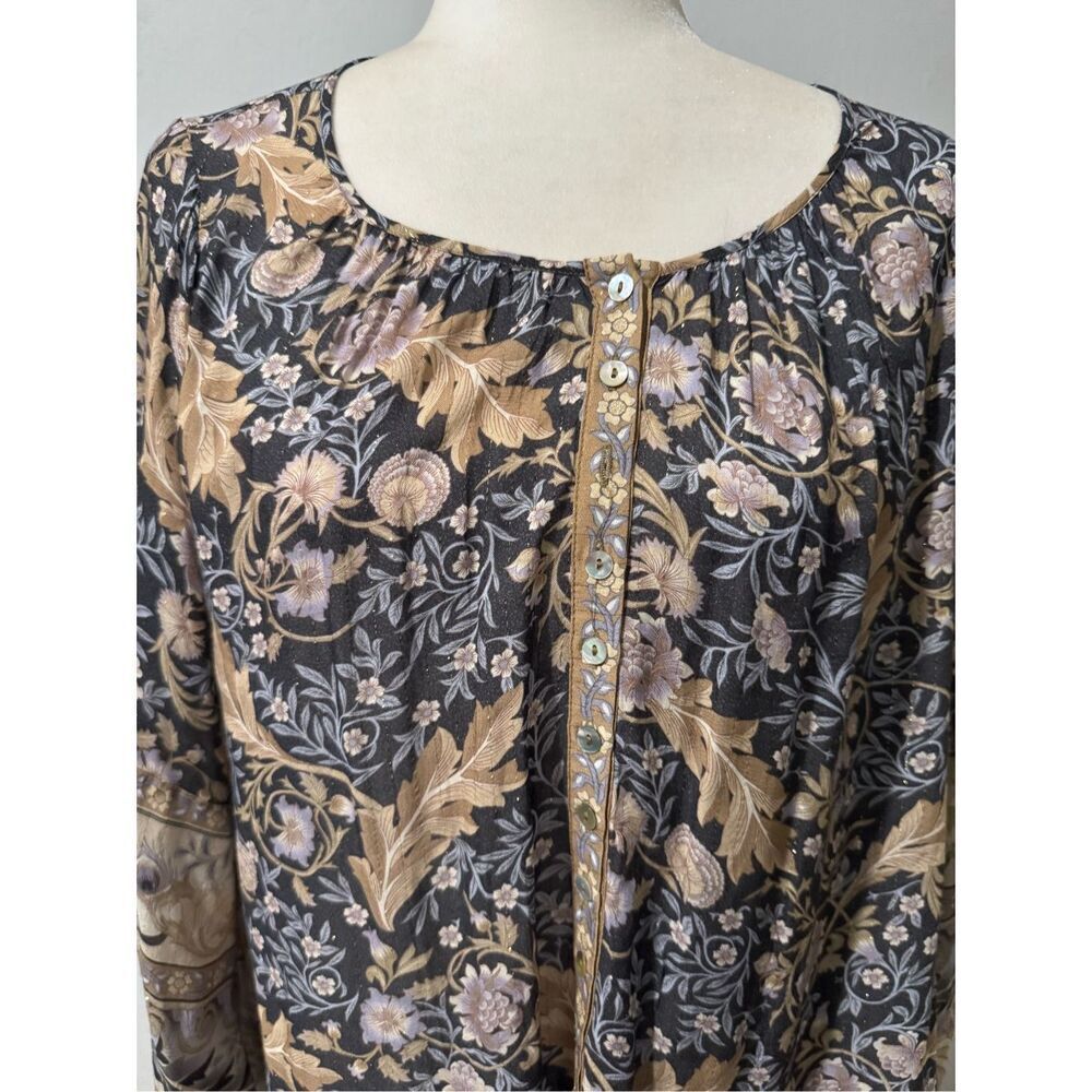 Spell & the Gypsy Oasis blouse in nightshade ballon sleeve metallic boho oversiz - Picture 12 of 13